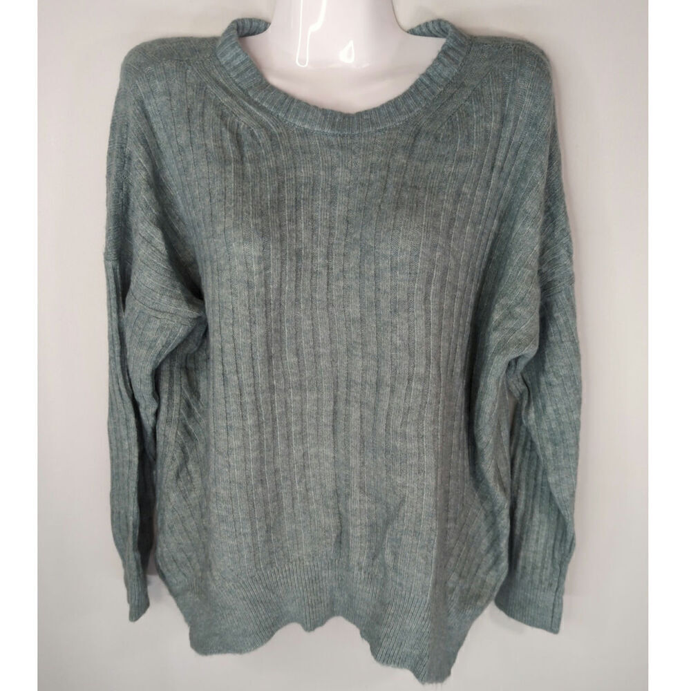 Abercrombie & Fitch‎ Aqua Green  Ribbed Knit Crew Neck Pullover Sweater Size S